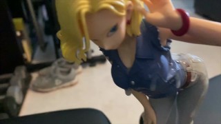 One man bukkake for an Android 18 anime figurine